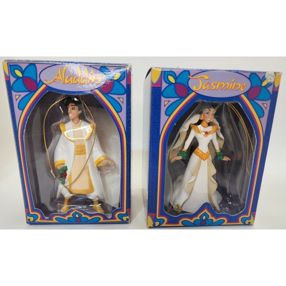 Grolier Disney Ornaments Jasmine and Aladdin King of Thieves First Issue 2 Lot